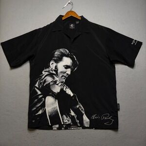 Dragonfly Elvis Presley Shirt Mens XL Blk Hard Rock Cafe Vintage Camp Button Up